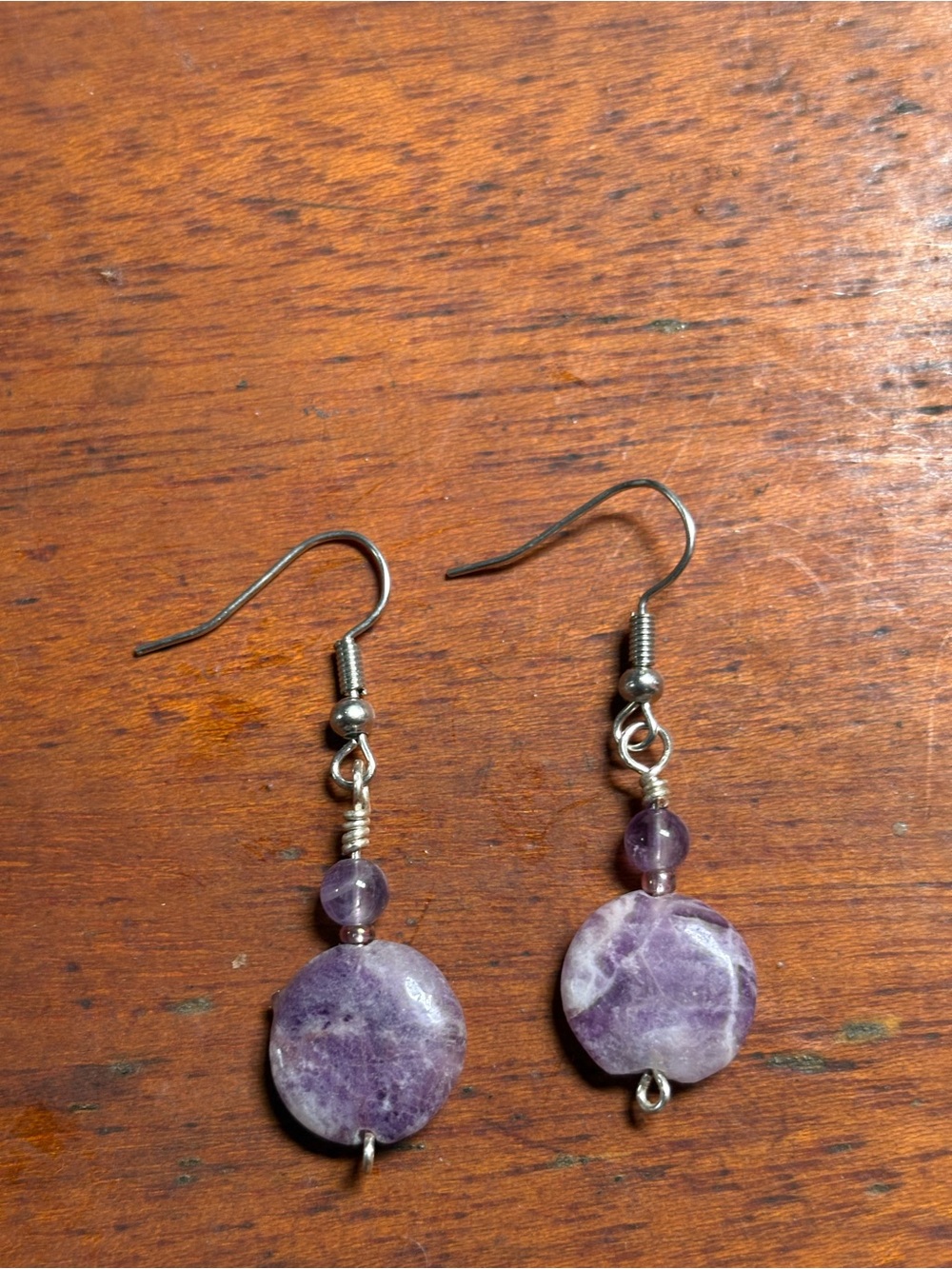 Handcrafted Purple Amethyst Stone Drop Earrings - Women Jewelry